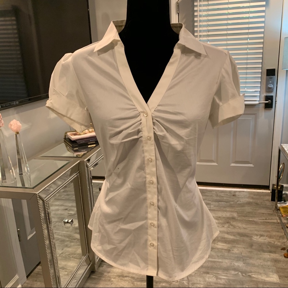 White short sleeve button down